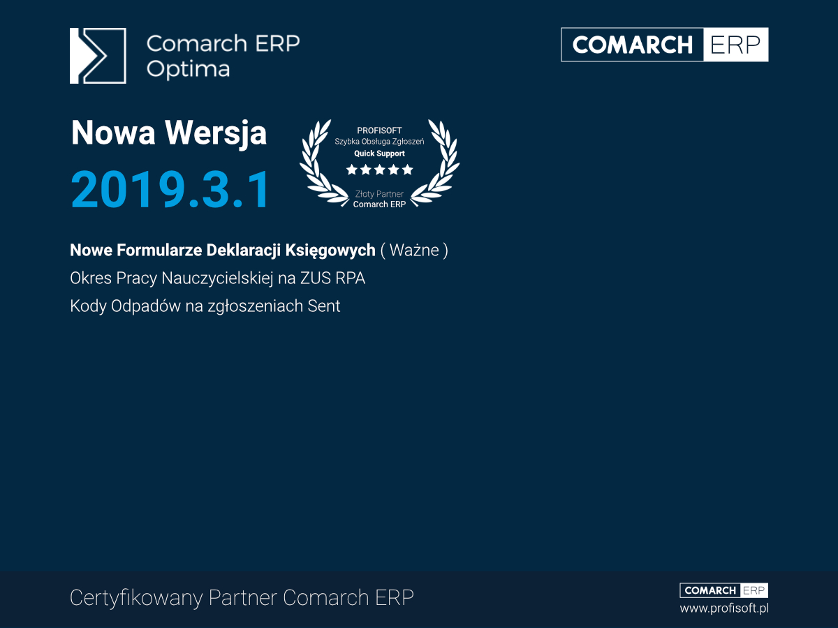 Nowa Wersja Comarch ERP Optima 2019.3.1 - Pobierz i Aktualizuj już teraz