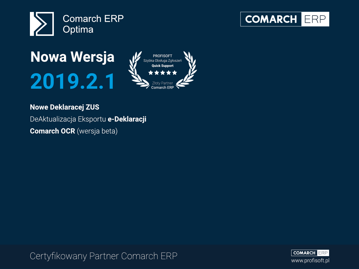 Comarch ERP Optima nowa wersja programu dla małych i średnich firm 2019.2.1