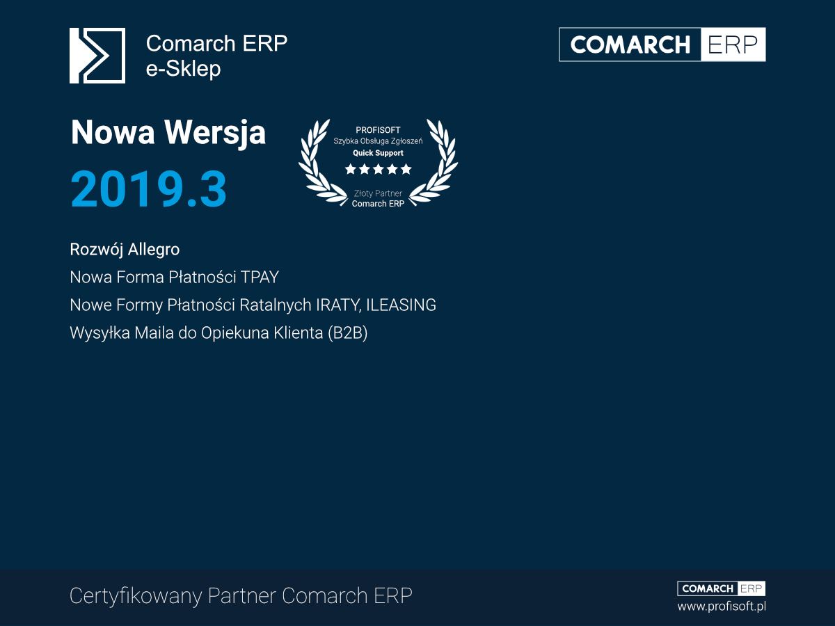 Nowa wersja Comarch e-Commerce Comarch e-Sklep 2019.3