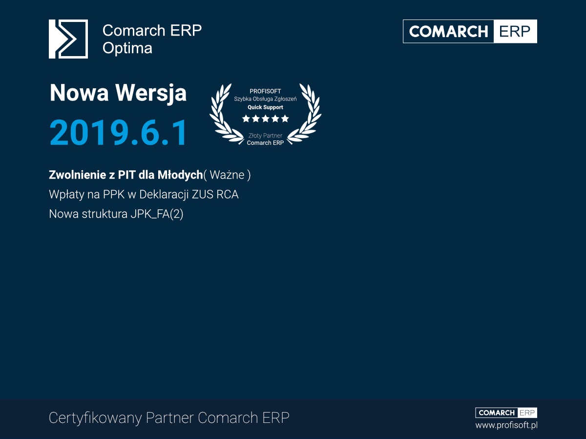Nowa Wersja Comarch ERP Optima 2019.6.1 - Pobierz i Aktualizuj już teraz