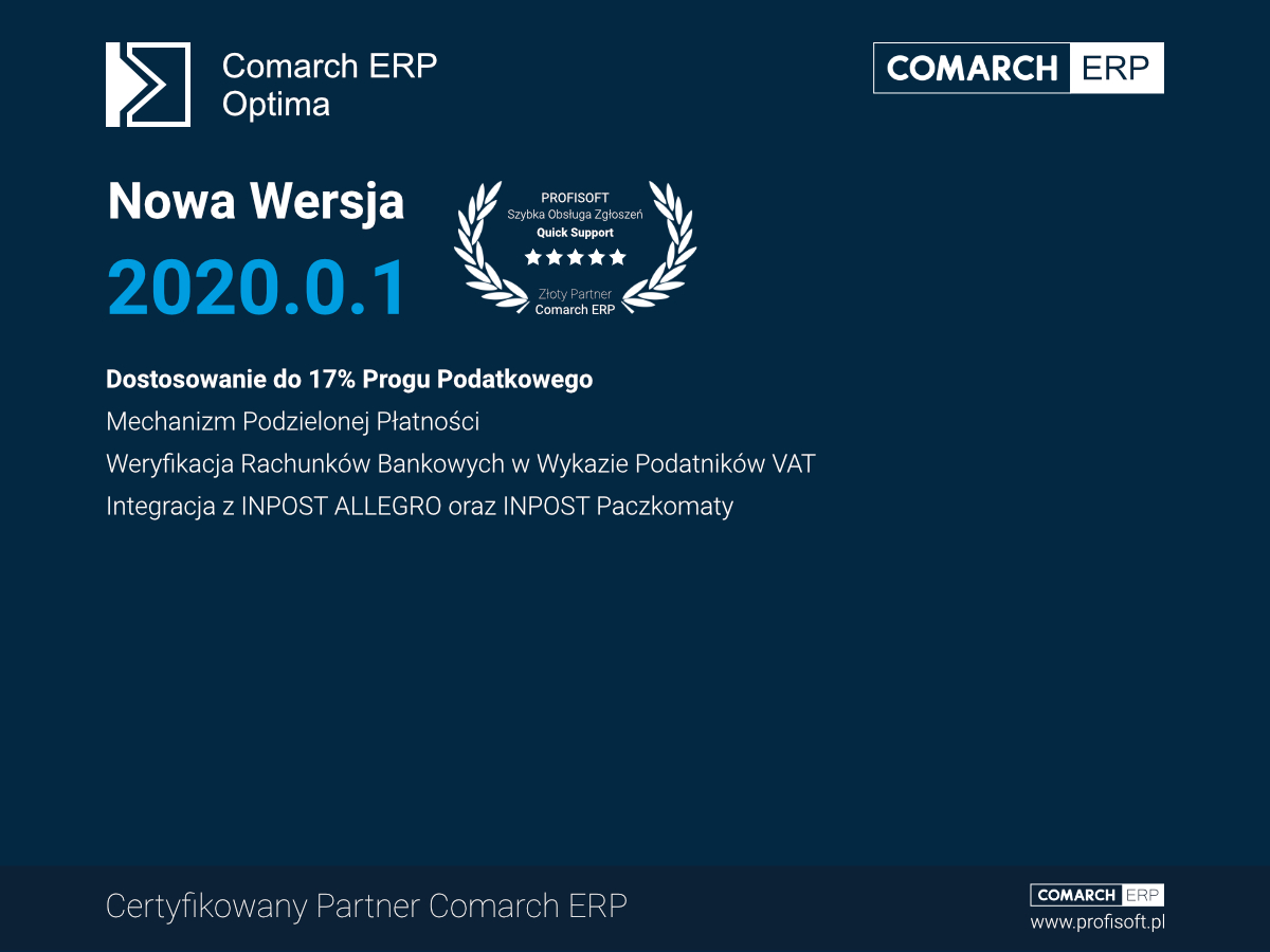 Nowa Wersja Comarch ERP Optima 2020.0.1 - Pobierz i Aktualizuj już teraz