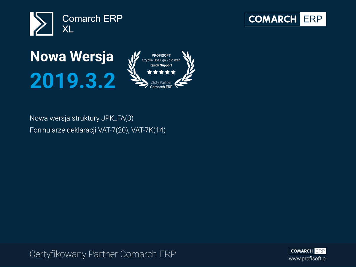 Nowa wersja Comarch ERP XL JPK