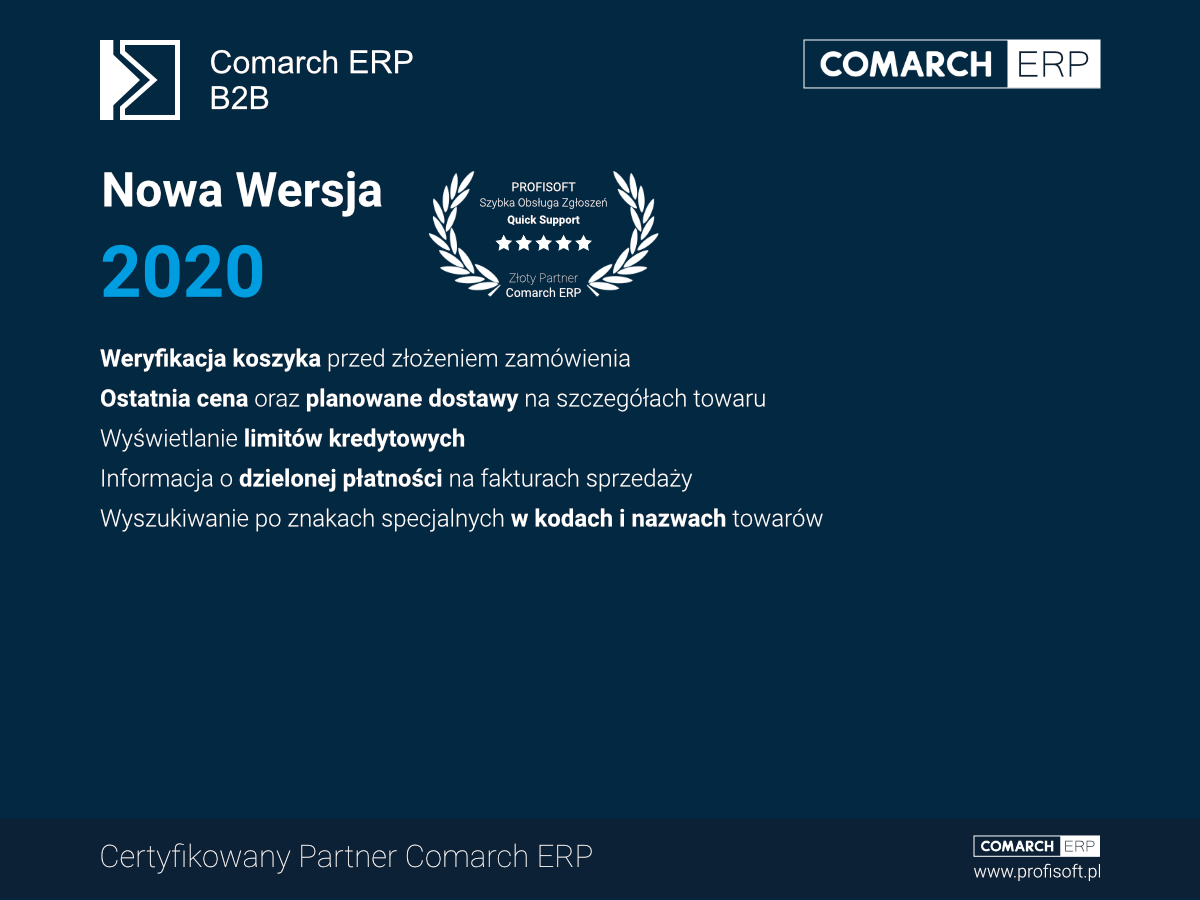 Nowa Wersja Comarch B2B 2020 dla Comarch ERP Altum i XL