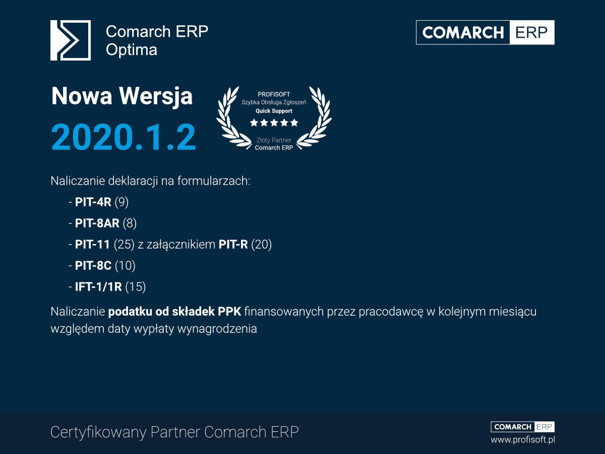 Nowa Wersja Comarch ERP Optima 2020.1.2 - Zapytaj eksperta