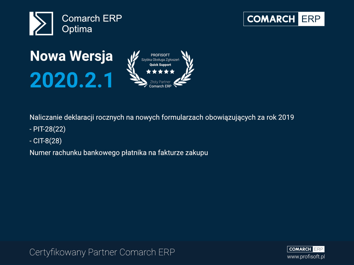 Nowa Wersja Comarch ERP Optima 2020.2.1 - Zapytaj eksperta