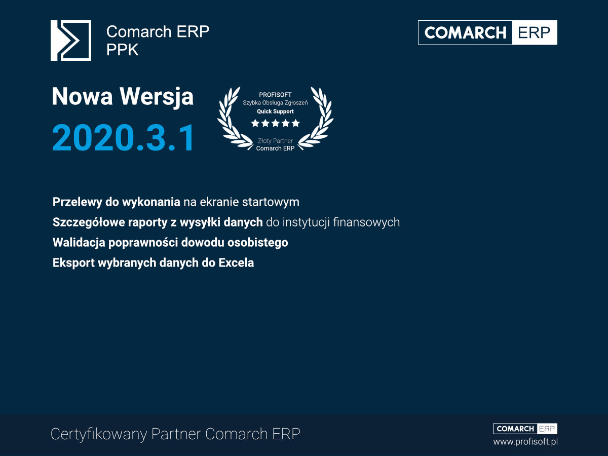 Comarch Pracownicze Plany Kapitałowe Aktualizacja 2020.3.1