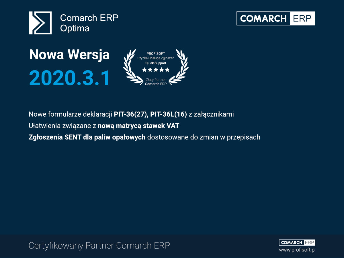 Nowa Wersja Comarch ERP Optima 2020.3.1 - Zapytaj eksperta