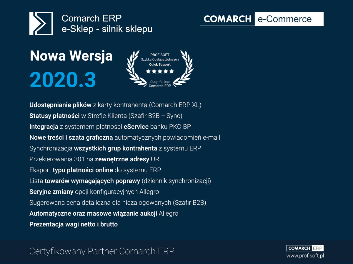 Nowa Wersja Comarch e-Sklep 2020.3