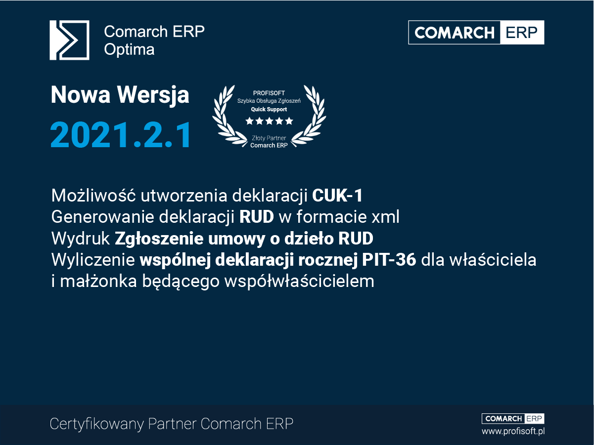 Poznaj zmiany wprowadzone w nowej wersji Coamrch ERP Optima 2021.2.1